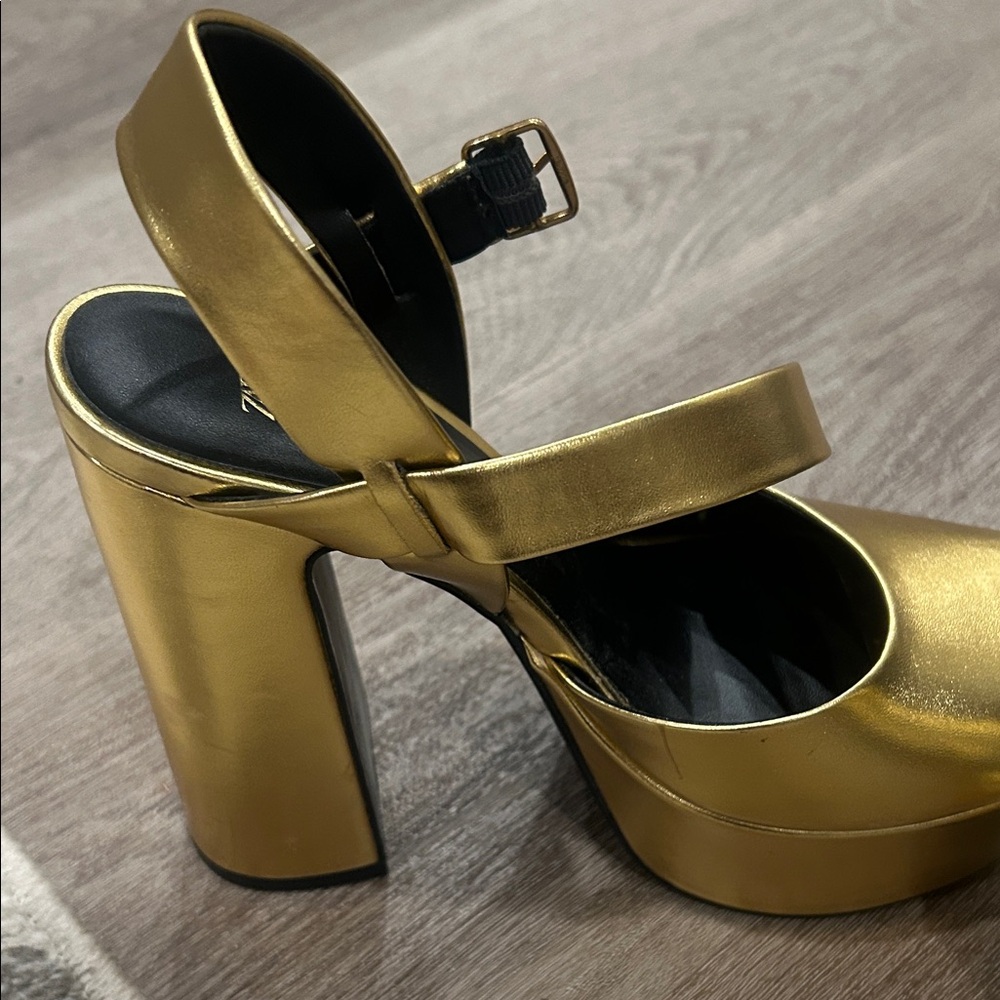 Zara Metallic Gold Platform Heels - Picture 4 of 6